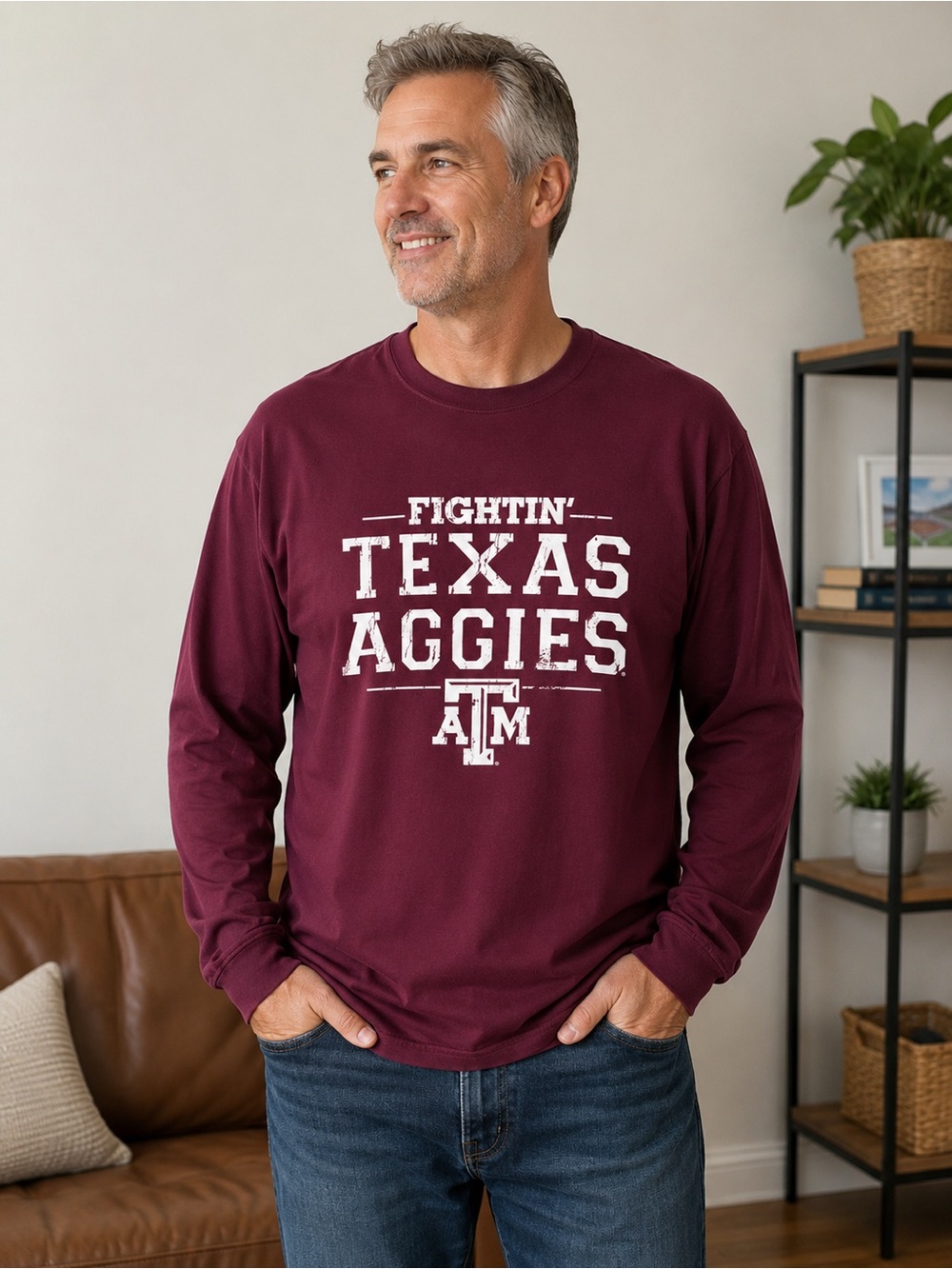 GILDAN Texas A&M men’s long sleeve 100% cotton logo Size XXL T-shirt.
